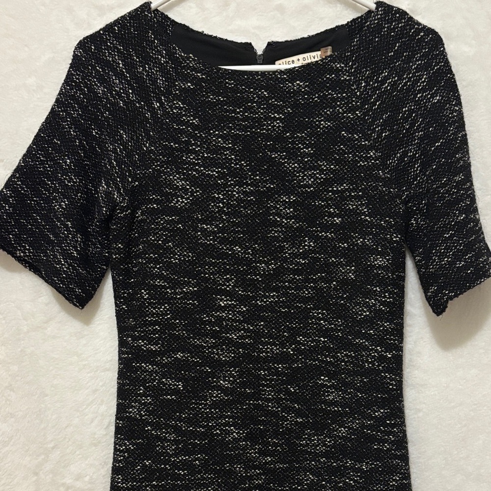 Alice + Olivia Textured Black and White Mini Dress - Picture 2 of 8